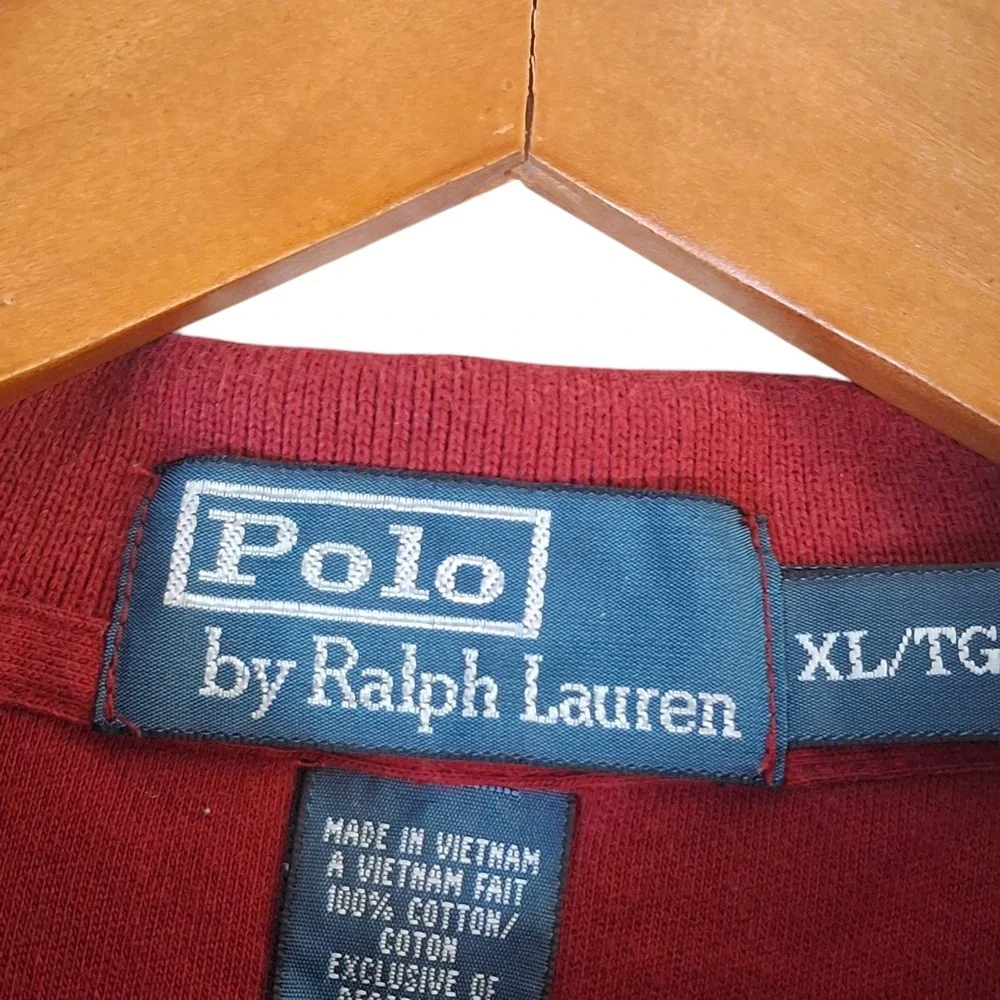 Polo Ralph Lauren‎ Long Sleeve Polo Shirt Men's XL Classic Burgundy Preppy
